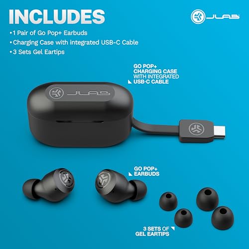 JLab Go Air Pop+ Earbuds, Dual Connect, EQ3 Sound, Black - color: Black, style: Matte