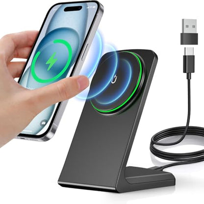 TXXTOL Magnetic Wireless Charger iPhone Stand 15W Fast Mag-Safe Charger for iPhone 16/15/14/13/12 Series Apple Magnet Wireless Charging Station - color: 1Pack Dark