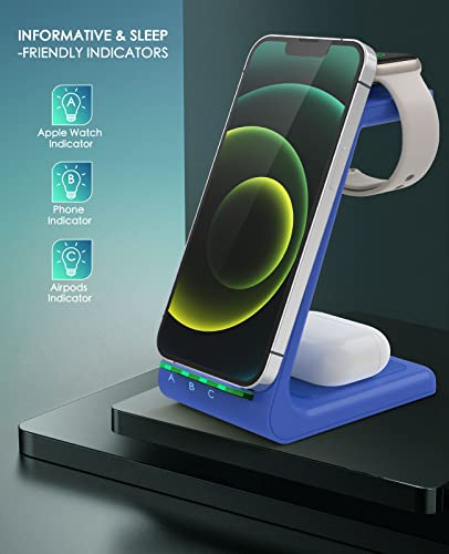 Wireless Charging Station,3 in 1 Fast Charging Station,Wireless Charger Stand for iPhone 14/13/12/11 Pro Max/X/Xs Max/8/8 Plus, AirPods, iWatch Series