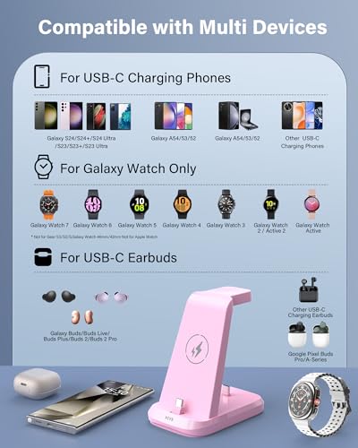 48W Super Fast Charging Station for Samsung Devices, 3 in 1 Charger Via USB C, Galaxy Watch Charger for Samsung Galaxy Watch Ultra/7/6/5/4/3, Galaxy S24/S23/S22/S21/Note20/Z Flip 5/Fold 5, Buds2/Pro