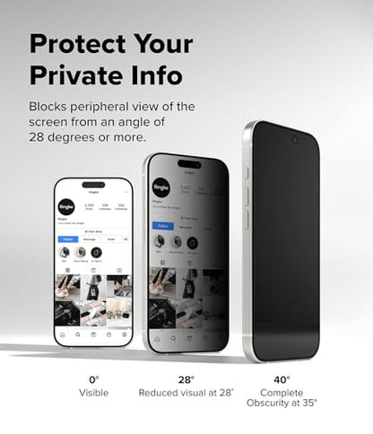 Ringke for iPhone 17 Screen Protector [Easy Slide Privacy, 2 Pack] - size: iPhone 17