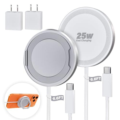 2Pack Magnetic Wireless iPhone Charger Fast Phone Charger with Kickstand, 6.6FT 25W Fast Phone Charging Pad Wireless Magnetic Charge for iPhone 17/17Air/16 Pro Max/16 Plus/15 Pro Max White - color: White, size: 6.6ft-2PK