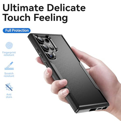 Designed for Samsung Galaxy S24 Ultra Case, Black Dual Layer, Heavy Duty Shockproof Tough Rugged Protective Cover for Galaxy S24 Ultra 5G 6.8-inch, Black - size: for Samsung Galaxy S24 Ultra