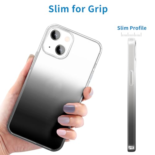 JJGoo Compatible with iPhone 15 Case Clear, Soft Clear TPU Phone Cases, Shockproof Transparent Bumper Cover Slim Thin Phone Case, Gradient Black - color: Gradient Black