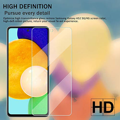 Galaxy A52 HD Clear Tempered Glass Screen Protector + Camera Lens Protectors, [2+2 Pack] [3D Glass] [Anti-Glare] [Bubble-Free] Screen Protector Glass For Samsung Galaxy A52 5G - size: Galaxy A52