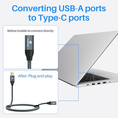USB A to USB C Adapter Extension Cable 1.6FT, 10Gbps High-Speed USB C Female to USB Male Adapter for Laptop, Tablet, Smartphone, etc. - color: USB - C F, size: 1.6FT