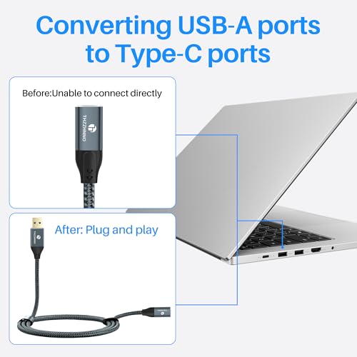USB A to USB C Adapter Extension Cable 1.6FT, 10Gbps High-Speed USB C Female to USB Male Adapter for Laptop, Tablet, Smartphone, etc. - color: USB - C F, size: 1.6FT