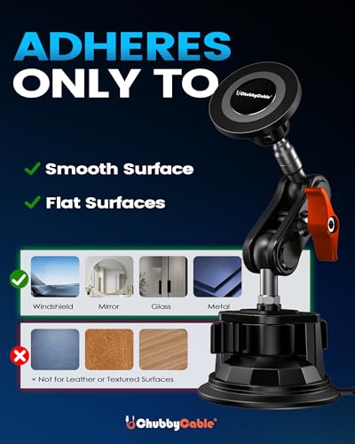 chubbycable ChubbyGrip Magnetic Car Phone Mount with Heavy-Duty Suction Cup - color: ChubbyGrip Pro (Magnetic)-Orange
