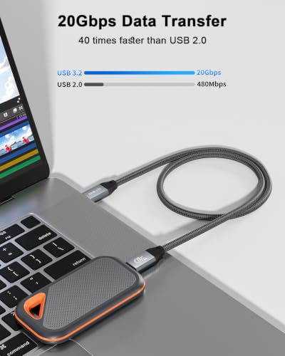 ULT-WIIQ USB C 3.2 Gen 2x2 Cable, 8K@60Hz Portable Monitor Cable Grey 3.3FT - size: 3.3FT