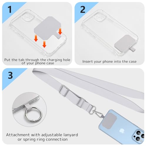 2 Pack Phone Lanyard Cell Phone Lanyard Crossbody Adjustable Phone Strap for Use Around the Neck Cell Phone Lanyard - color: Gray