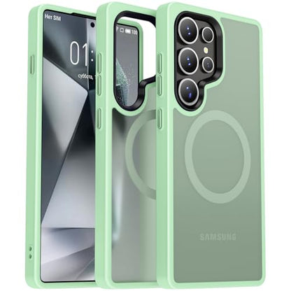 Oterkin Magnetic for Samsung Galaxy S25 Ultra Case Matte [Compatible with MagSafe][Frosted Translucent][Military Grade Protection][Shockproof Anti-Scratch] Slim S25 Ultra Phone Case (Green) - color: S25 Ultra-Green, size: Galaxy S25 Ultra Case