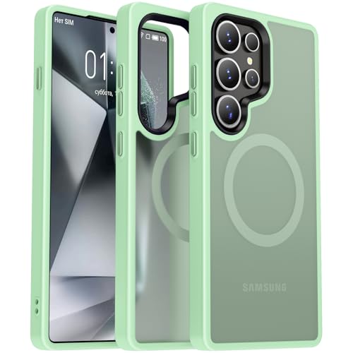 Oterkin Magnetic for Samsung Galaxy S25 Ultra Case Matte [Compatible with MagSafe][Frosted Translucent][Military Grade Protection][Shockproof Anti-Scratch] Slim S25 Ultra Phone Case (Green) - color: S25 Ultra-Green, size: Galaxy S25 Ultra Case