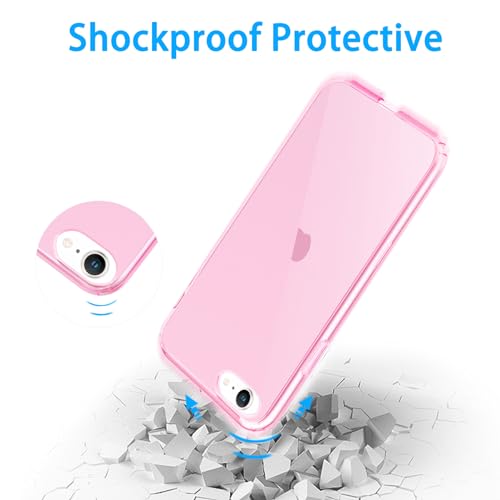 JJGoo Compatible with iPhone SE Case 2022/2020, Compatible with iPhone 7 8 Case Clear Soft Transparent Shockproof Protective Slim Thin Bumper Phone Cover, Pink - color: Pink