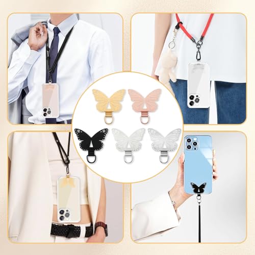 5 PCS Metal Phone Tether Tab, Butterfly Cell Phone Tether Tab