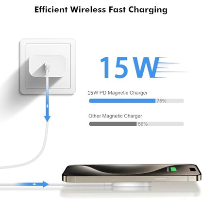 Magnetic Wireless Charger Fast Apple Mag-Safe Charger for iPhone 16 Pro Max/16 Pro/iPhone 15Pro Max/15 Plus/14/13/12/AirPods 3/2/Pro/Pro 2 Magnet Charging Pad Mag Safe Chargerwith Dual Charging Ports - size: 6FT