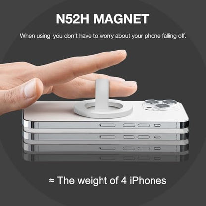 Magnetic Silicone Phone Grip | Super Strong Magnetic Design, 360° Rotation, Comfortable Grip, Compatible with iPhone 16/15/14/13/12 Series, Perfect for Selfies and Watching Videos（White） - color: White