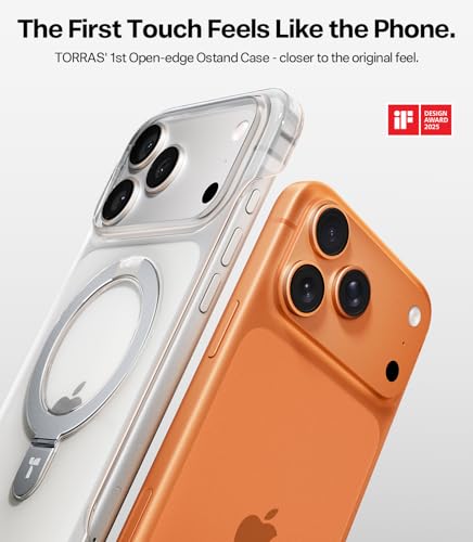TORRAS Ostand Ultra Slim for iPhone 17 Pro Case Clear 6.3'', [Non Yellowing] Magnetic Stand [Fit for MagSafe], Frameless with Thin Minimalist Case for iPhone 17 Pro Phone Case, Hard, Transparent - size: iPhone 17 Pro