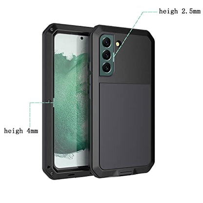 for Galaxy S22 Case,Full Body Protective Cover Heavy Duty Shockproof Tough Armour Aluminum Alloy Metal Case with Silicone Built-in Screen Protector for Samsung Galaxy S22 6.1" - Black