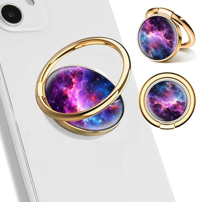 Cell Phone Ring Holder, Cute Phone Ring Grip Stand, 360°Rotation Funny Metal Kickstand Finger Grip Purple Luxury Universe - color: Purple Luxury Universe