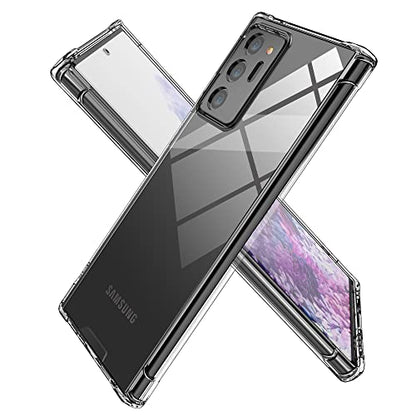 KIOMY Crystal Clear Case for Samsung Galaxy Note 20 Ultra 5G Hybrid Design Hard PC Back Cover with Flexible TPU Raised Frame Shockproof Bumper Corners Protective Slim Fit Anti Yellow Transparent Shell