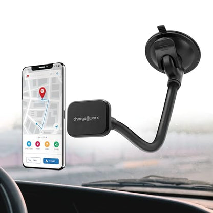 MagSafe Car Mount, Magnetic Car Phone Holder, 14" Gooseneck & Suction Cup - style: Magnetic