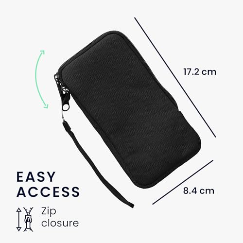 kwmobile Canvas Phone Pouch XL - 6.7/6.8" - Universal Cell Sleeve Mobile Bag with Zipper and Soft Microfibre Lining - Black - color: black