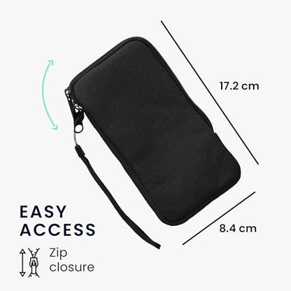 kwmobile Canvas Phone Pouch XL - 6.7/6.8" - Universal Cell Sleeve Mobile Bag with Zipper and Soft Microfibre Lining - Black - color: black