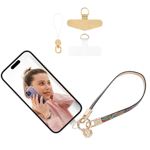 Long Pond Designer Leather Cell Phone Wrist Strap - Detachable Charm Wristlet Lanyard for iPhone 17 Pro Max&Most Cellphones - style: Leather Vivid