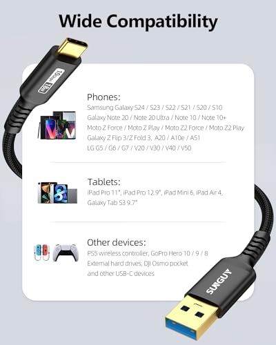 SUNGUY 10Gbps Android Auto USB Cable 1FT, 3A USB C 3.1 Gen2 Cable Data Transfer, USB C CarPlay Cable Fast Charging for iPhone 17/16/15 Series, Samsung Galaxy S25 S24 Ultra, Pixel-Black - color: Black, size: 1FT