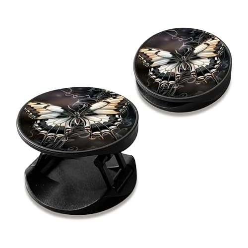 2 Pack Cell Phone Grip with Expanding Kickstand, Gray Butterfly - color: Gray Butterfly