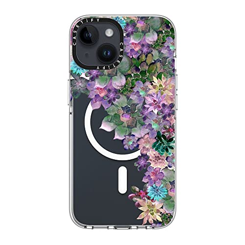 CASETiFY for iPhone 14 Case - Impact Clear Compatible with MagSafe | Not Yellowing | 6.6 ft. 3X Military Grade Drop Protection | MY SUCCULENT GARDEN | Clear - color: MY SUCCULENT GARDEN, size: Iphone 14 (6.1")
