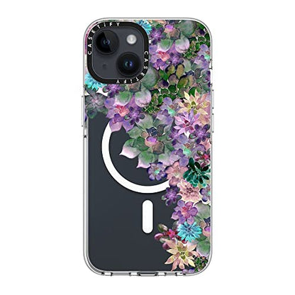 CASETiFY for iPhone 14 Case - Impact Clear Compatible with MagSafe | Not Yellowing | 6.6 ft. 3X Military Grade Drop Protection | MY SUCCULENT GARDEN | Clear - color: MY SUCCULENT GARDEN, size: Iphone 14 (6.1")