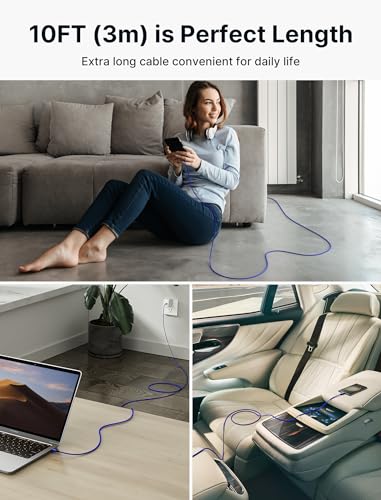 JSAUX 100W USB C to USB C Cable [2-Pack 10FT], PD Fast Charging, Blue - color: Blue, size: 10ft+10ft