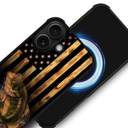 DJSOK Case for iPhone 17,Compatible with MagSafe,Anti-Scratch Shockproof Case,Wood American Flag Fish - color: Wood American Flag Fish, size: IPhone 17