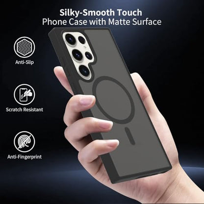 for Samsung Galaxy S23 Ultra Case Magnetic, Compatible with Magsafe 6.8 Inches Slim Fit Heavy Duty Protection Wireless Charging Lightweight Shockproof Anti-Slip Protective Phone Cover, Black - color: Black Magnetic