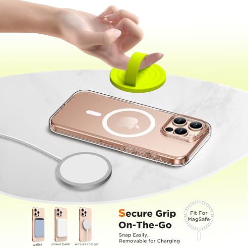 Magnetic Phone Grip for MagSafe, Silicone Ring Grip, Neon Yellow - color: Neon Yellow