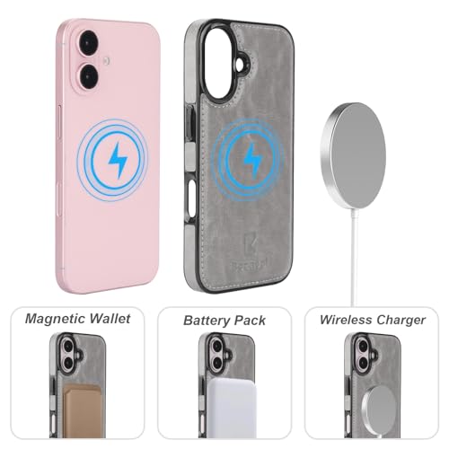Bocasal for MagSafe Wallet Case Card Holder for iPhone 16, Grey - color: Gray for MagSafe