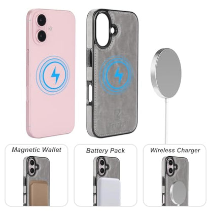 Bocasal for MagSafe Wallet Case Card Holder for iPhone 16, Grey - color: Gray for MagSafe