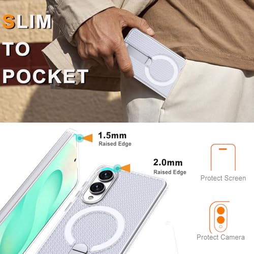 for Samsung Galaxy S25 Edge Case with Stand Compatible with MagSafe +1 Screen Protector, [Built in Kickstand &Magnet][Heat Dissipate] Protective Matte Case for Galaxy S25 Edge (Frost Clear) - color: Frost Clear