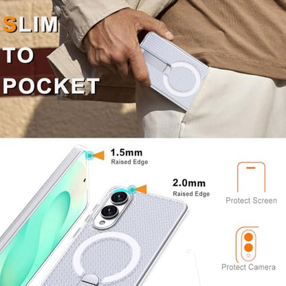 for Samsung Galaxy S25 Edge Case with Stand Compatible with MagSafe +1 Screen Protector, [Built in Kickstand &Magnet][Heat Dissipate] Protective Matte Case for Galaxy S25 Edge (Frost Clear) - color: Frost Clear