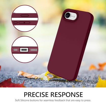 GUAGUA Compatible with iPhone 17e Case 6.1 Inch Liquid Silicone Soft Gel Rubber Slim Thin Microfiber Lining Cushion Texture Cover Shockproof Protective Phone Case for iPhone 17e, Wine Red - color: Wine Red, size: iPhone 16e/iPhone 17e