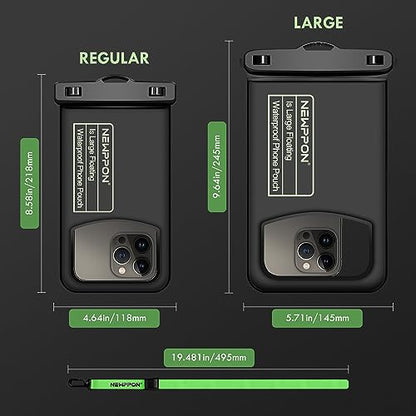 Floating Waterproof Cell Phone Pouch - 2 Pack Float Clear Cellphone Holder Protector with Lanyard - Universal Floatable Water Proof Dry Bag for iPhone Samsung Galaxy for Beach Swimming Pool - color: 2 Pack Medium Black