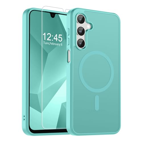 SUPFINE Magnetic for Samsung Galaxy A16 5G Case with Screen Protector, (Built-in Magnets) (Military Grade Drop Protection) Slim Translucent Shockproof Phone Case,Blue Green - color: Blue Green, size: A16 5g 6.7"