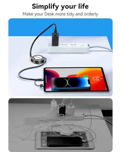 2 in 1 Retractable USB C Cable,Fast Charging Data Sync Cord, 60W