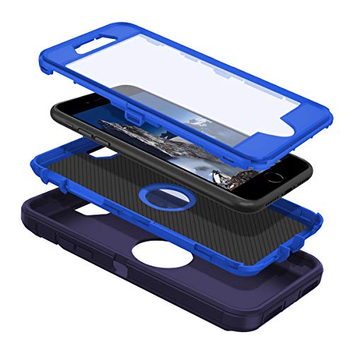 I-HONVA for iPhone SE 2022/2020 Case Built-in Screen Protector Shockproof Dust/Drop Proof 3 in 1 Full Body Rugged Heavy Duty Cover for Apple iPhone SE 3rd/2nd Gen 4.7, Navy Blue - color: Navy Blue