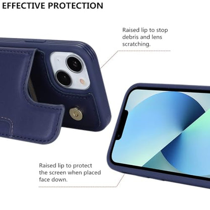 iCoverCase Compatible with iPhone 13 Mini Case with Card Holder, Wallet Phone Case for Women Men RFID Blocking PU Leather Protective Case 5.4 Inch (Dark Blue) - color: Dark Blue