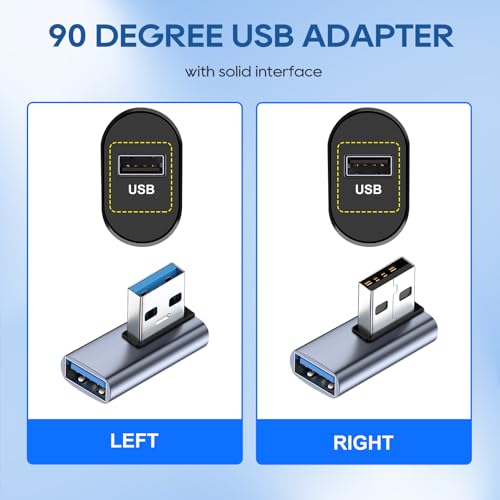 UCEC 90 Degree USB 3.2 Adapter, USB 90 Degree Adapter USB Angle Adapter - style: 2Pack A Male to A Female (Grey)