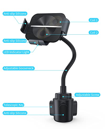 Wireless Car Charger Cup Holder Mount,for Galaxy Z Fold & iPhone