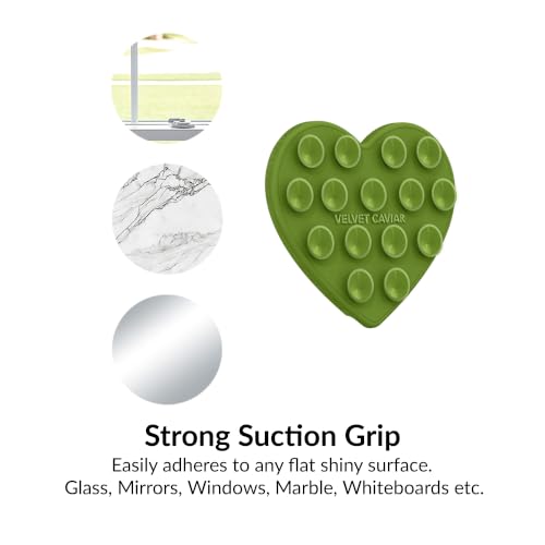 Velvet Caviar Suction Cup Phone Case Mount Compatible with MagSafe Devices Only - Magnetic Silicone Sticky Phone Grip Holder for iPhone Back of Phone - Mirror Gripper (Matcha Green Heart) - color: Matcha Green Heart