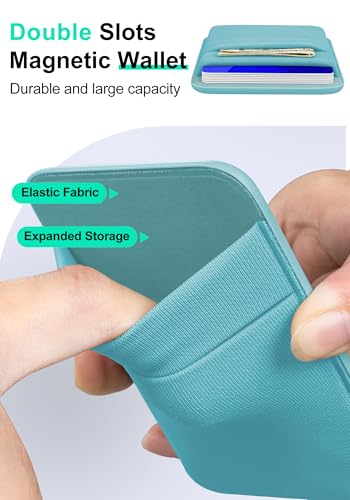 Senose Magnetic Wallet for Phone, 6-Card Holder, Stretchy Magnet Phone Wallet Green - color: Green